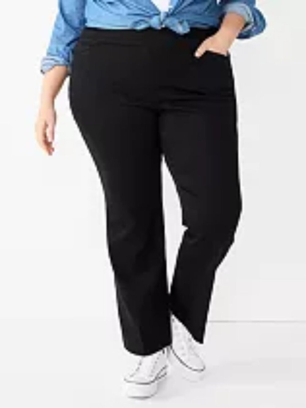Women's Croft & Barrow Plus Size Pull-On Midrise Bootcut Pants - Black - 28W S